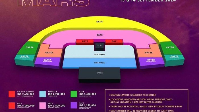 Daftar harga tiket konser Bruno Mars 2024 di Jakarta