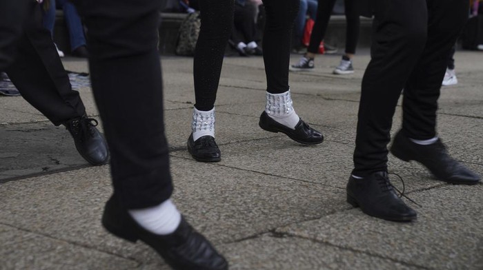 Michael Jackson fans perform to his number one hit 