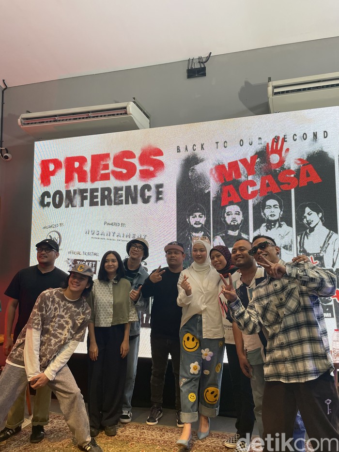Fourtwnty menggelar konferensi pers konser My Acasa di kawasan Kebayoran Baru, Jakarta Selatan, Rabu (26/6/2024).