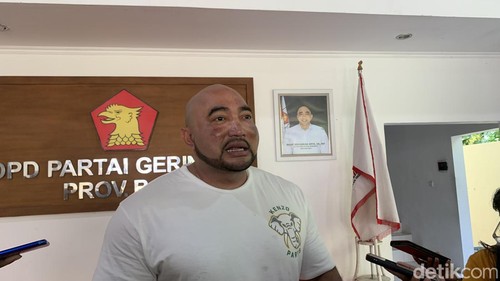 Ketua DPD Gerindra Bali Made Muliawan Arya alias De Gadjah di kantor DPD Gerindra Bali, Rabu (26/6/2024).