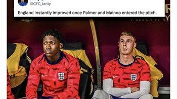 Sebelumnya dicadangkan, permainan Palmer dan Mainoo sedikit mengangkat Inggris walau tetap secara keseluruhan kurang baik. Foto: Twitter