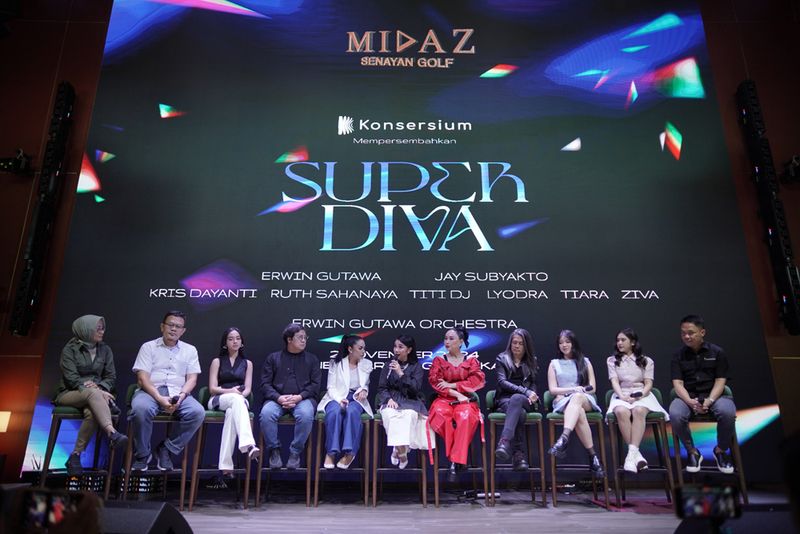 Konferensi pers konser Super Diva digelar di kawasan Senayan, Jakarta Pusat, Rabu (26/6/2024).