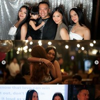 Orangtua Naura dan Neona, Nola B3 dan suaminya juga tampak hadir dan ikut memeriahkan acara ulang tahun kedua putrinya. Foto: Instagram/@naura.ayu