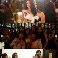 Kompak, pasangan kakak beradik itu tampil dalam balutan tube dress seragam. Naura memilih mengenakan dress berwarna silver, sementara neona berwarna hitam. Tube dress tersebut memiliki aksen pita berwarna putih di bagian dadanya. Foto: Instagram/@naura.ayu