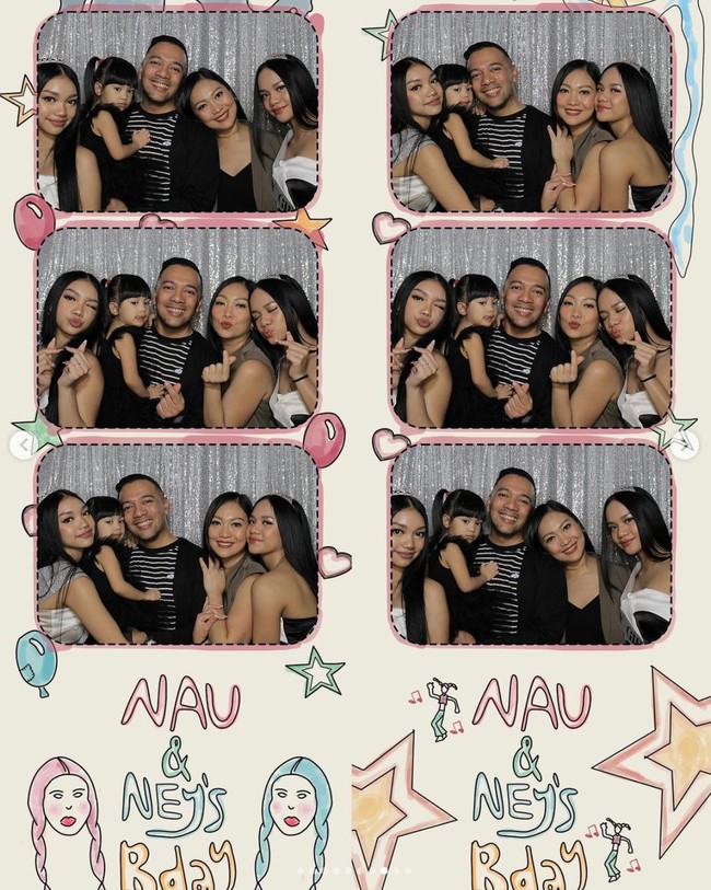 Naura dan Neona juga melakukan photo box bersama keluarganya. Keluarga Nola B3 itu tampil kompak dan harmonis. Foto: Instagram/@naura.ayu