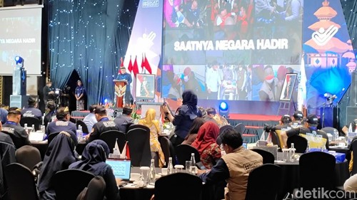 Rakornas Satgas Pencegahan dan Pemberantasan Sindikat Penempatan Ilegal PMI di Hotel Stone, Kuta, Badung, Bali, Kamis (27/6/2024).