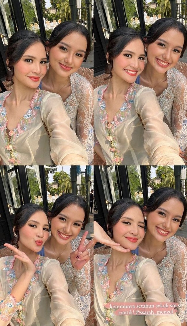 Mengenakan riasan natural glam dan rambut yang dicepol ke belakang, Sarah tampil cantik mempesona. Sarah sendiri diketahui memang memiliki darah blasteran Jerman dan Bali. Foto: Instagram/@ssarah_menzel