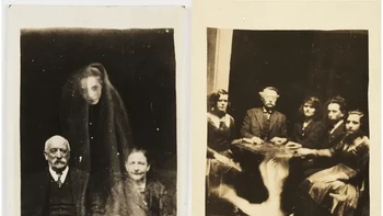 Foto-foto hantu yang diambil pada tahun 1920-an oleh William Hope, yang mengaku bisa mendokumentasikan orang mati dengan kameranya. Foto: Mirror