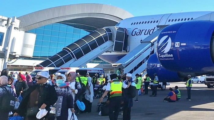 Jemaah haji asal Pinrang tiba di Makassar hari ini. Dokumen Istimewa