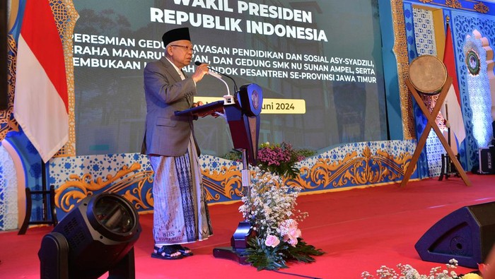 Maruf Amin dalam meresmikan pesantren di Malang (Dwi/detikcom)