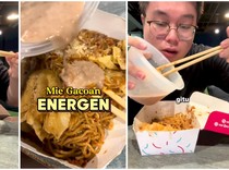 Nyeleneh! Pria Ini Makan Mie Gacoan Dicampur Minuman Sereal