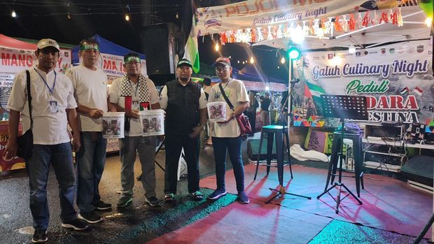 Aksi Peduli Palestina dari para pelaku usaha kuliner di Ciamis dalam Galuh Culinary Night.