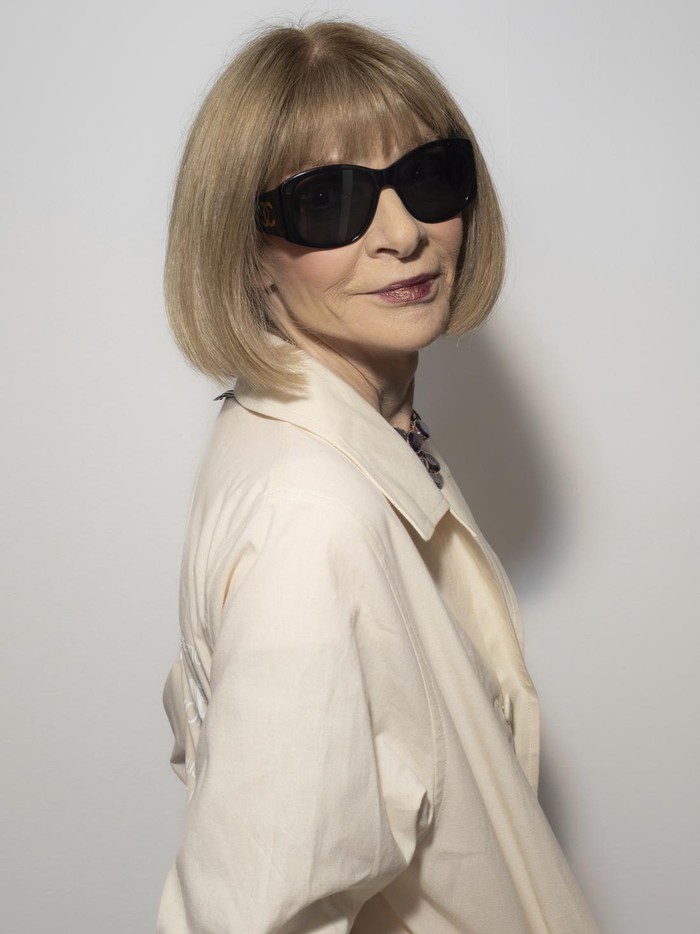Anna Wintour backstage at the Thom Browne Haute Couture Fall-Winter 2024-2025 collection presented Monday, June 24, 2024 in Paris. (Photo by Vianney Le Caer/Invision/AP)