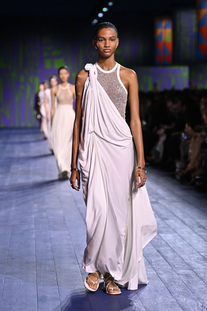 PARIS, FRANCE - JUNE 24: (EDITORIAL USE ONLY - For Non-Editorial use please seek approval from Fashion House) A model walks the runway during the Christian Dior Haute Couture Fall/Winter 2024-2025 show as part of Paris Fashion Week on June 24, 2024 in Paris, France. (Photo by Stephane Cardinale - Corbis/Corbis via Getty Images)