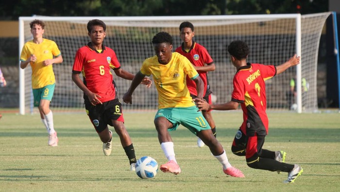 Laga Grup C Piala AFF U-16 2024 antara Australia melawan Timor Leste, Stadion Sriwedari, Kota Solo, Sabtu (29/6/2024) sore.