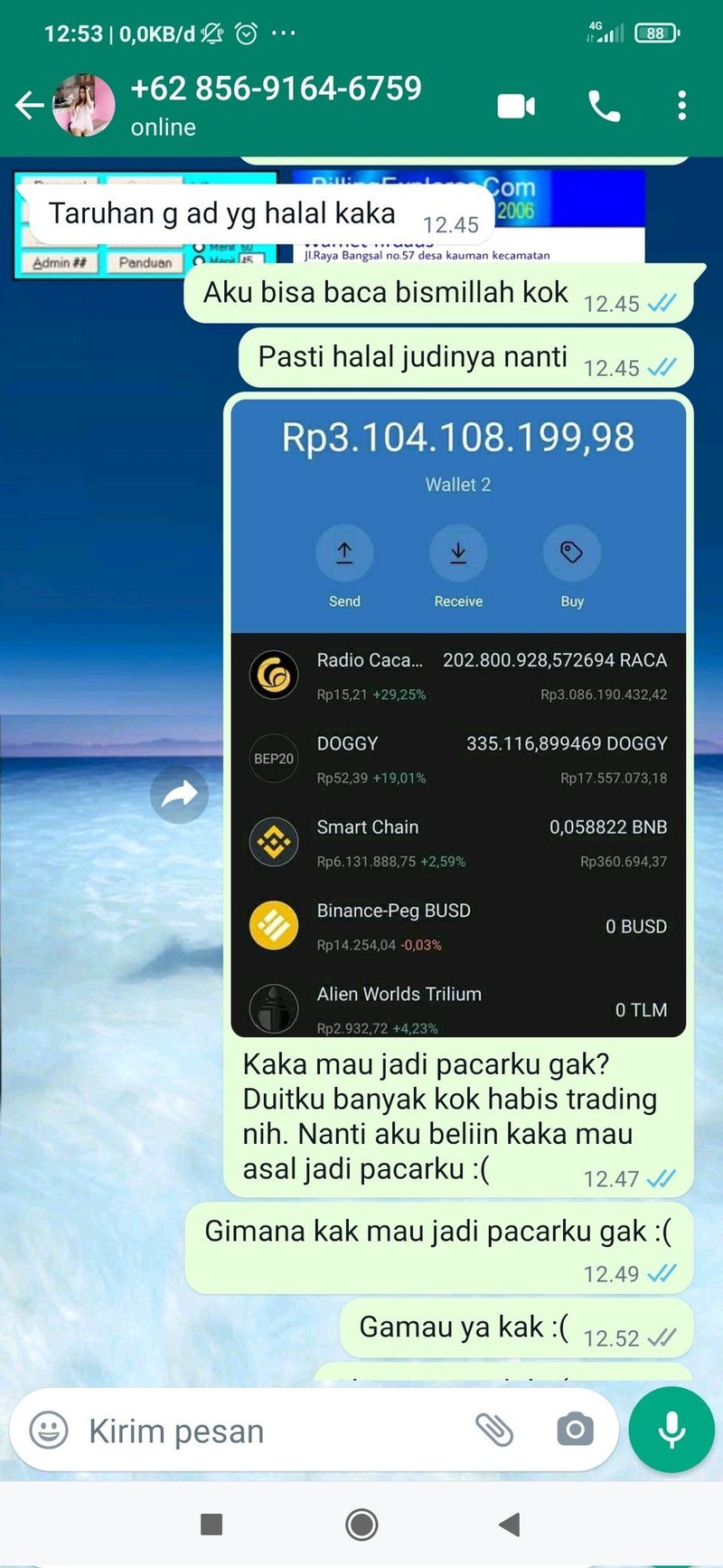 Pemberantasan judi online masih gencar-gencarnya dilakukan. Kalau kamu dichat sama admin judol kayak gini, kira-kira bakal kamu balas apa?