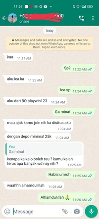 Pemberantasan judi online masih gencar-gencarnya dilakukan. Kalau kamu dichat sama admin judol kayak gini, kira-kira bakal kamu balas apa?