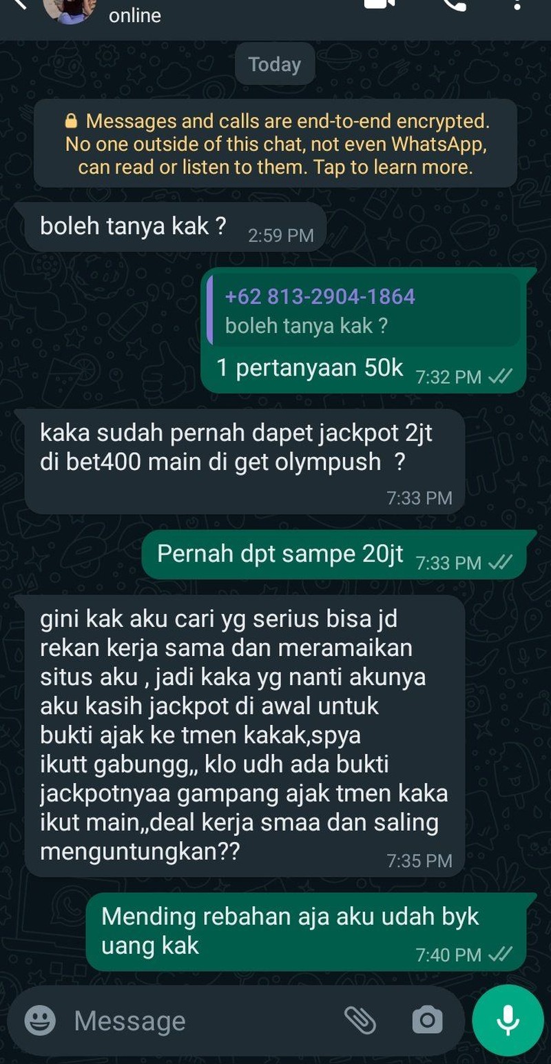 Pemberantasan judi online masih gencar-gencarnya dilakukan. Kalau kamu dichat sama admin judol kayak gini, kira-kira bakal kamu balas apa?