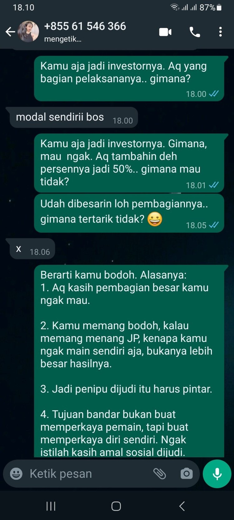 Chat Absurd Admin Judi Online (Lagi), Bikin Geleng Kepala Pemberantasan judi online masih gencar-gencarnya dilakukan. Kalau kamu dichat sama admin judol kayak gini, kira-kira bakal kamu balas apa?
