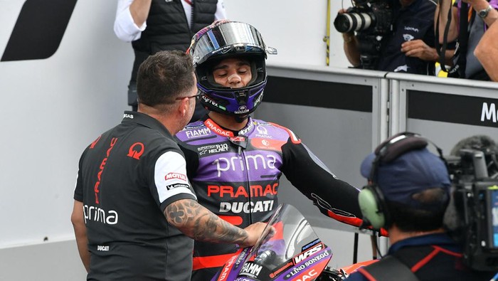 MotoGP - Italian Grand Prix - Mugello Circuit, Scarperia e San Piero, Italy - June 2, 2024 Prima Pramac Racings Jorge Martin reacts after finishing third REUTERS/Jennifer Lorenzini