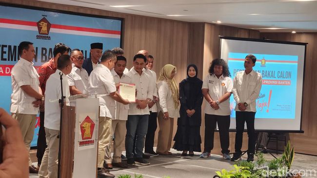 Pertemuan bakal calon kepala daerah Gerindra se-provinsi Banten. (Adrial Akbar/detikcom).