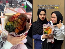 Kreatif! Wanita Ini Beri Buket Nasi Padang untuk Hadiah Wisuda Temannya