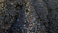 Pemandangan drone menunjukkan kawasan Jalousie di Port-au-Prince, Haiti, Minggu (30/6/2024).  