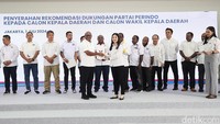Penyerahan rekomendasi dukungan dilakukan di Aula Persatuan Indonesia Kantor DPP Perindo, Menteng, Jakarta Pusat pada Senin (1/7/2024).
