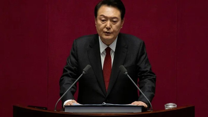 South Korean President Yoon Suk-yeol gives a speech on the government budget at the National Assembly in Seoul, South Korea, 31 October 2023. (File photo: Reuters)