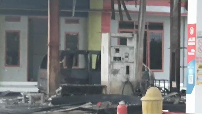 SPBU di Desa Bakalan Kecamatan Dukuhseti Pati terbakar, Selasa (2/7/2024).