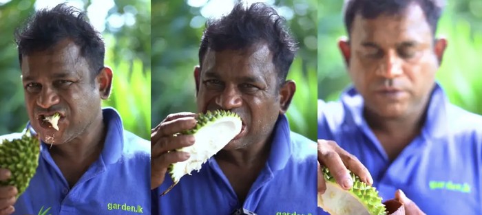 Santuy! Pria Ini Ngemil Kulit Durian Dicocol Sambal