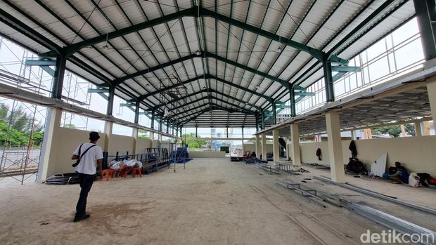 Suasana pembangunan TPST Modalan di Kapanewon Banguntapan, Kabupaten Bantul, Selasa (2/7/2024).