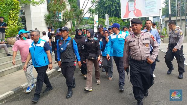 Sebanyak 20 anggota buruh dari SPN diterima untuk audiensi dengan Kemendag. (վ/Martyasari Rizky)