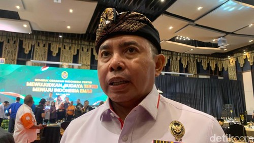 Staf Ahli Bidang Ideologi dan Konstitusi Kemenko Polhukam Andry Wibowo di Kuta, Badung, Rabu (3/7/2024). (Rizki Setyo Samudero/detikBali)
