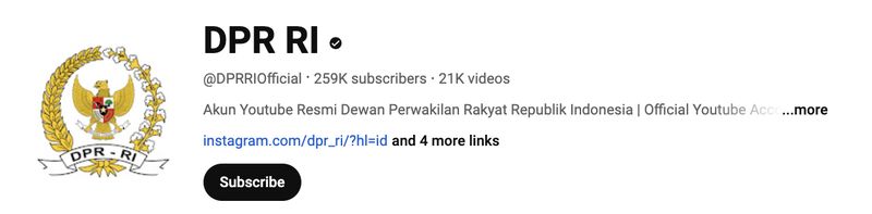 Youtube DPR RI