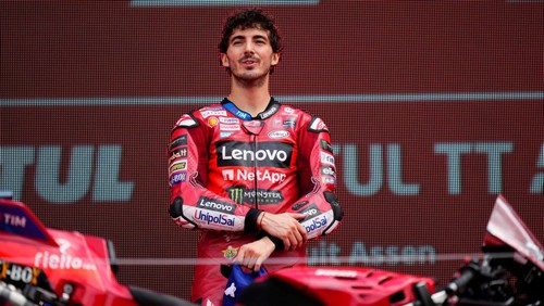 Francesco Pecco Bagnaia (1) of Italy and Ducati Lenovo Team during the race day of the Motul TT Assen at TT Circuit Assen on June 30, 2024 in Assen, Netherlands. (Photo by Jose Breton/Pics Action/NurPhoto via Getty Images)