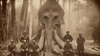 Narasi foto AI ini berlanjut dengan kisah mereka bertemu dengan berbagai hewan eksotik, termasuk gajah yang besar. Tapi mata mereka tertuju pada sesuatu yang jauh lebih indah: binatang mistis. Foto: Dautruongtoanhoc