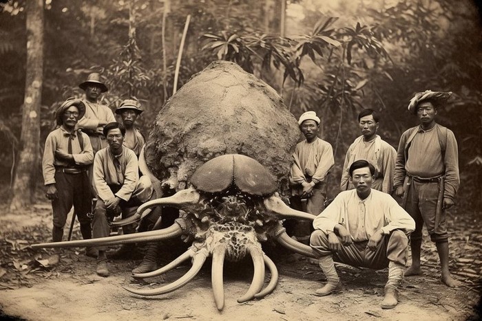 Gambar Unik Rekayasa AI: Bangsawan Thailand Abad ke-19 Vs Monster