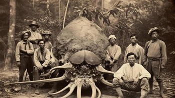 Narasi dalam galeri foto AI ini juga menyebutkan ceritanya mangsa yang mereka cari bukanlah sekadar hewan, melainkan makhluk legenda menakutkan yang sulit dijelaskan. Foto: Dautruongtoanhoc