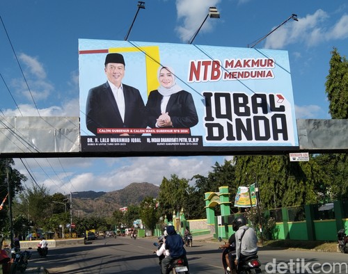 Baliho Lalu Iqbal-Umi Dinda di Pilgub NTB 2024. (Rafiin/detikBali)