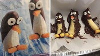 Pisang dilapisi cokelat yang dibentuk penguin pastinya menarik selera anak-anak. Namun kalau hasilnya begini, apakah ada anak yang lahap memakannya? Foto: Bored Panda