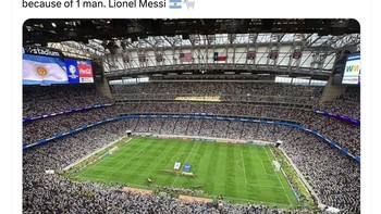 Walau begitu, penampilan Messi selalu menyedot perhatian masssa dan membuat stadion penuh. Foto: Twitter