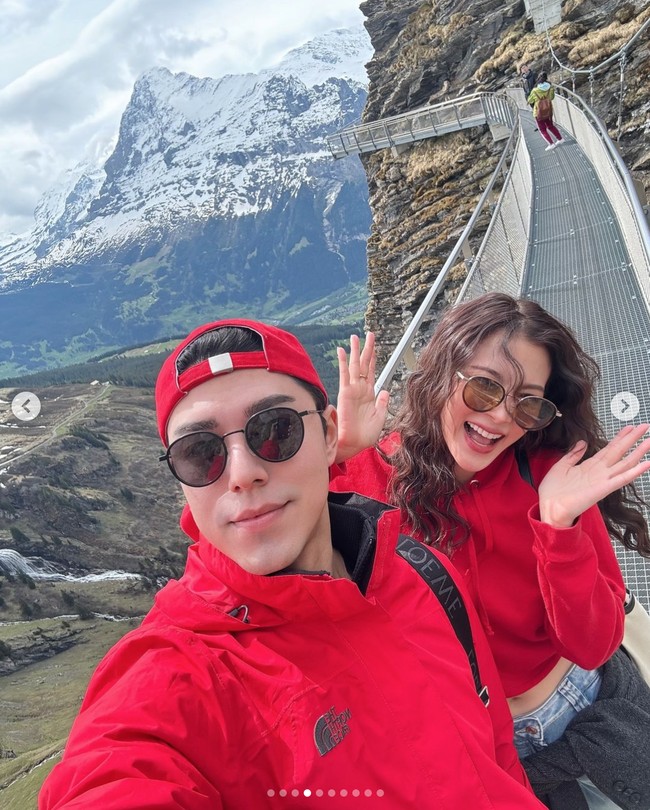 Sebelumnya penggemar telah menyorot postingan ibu Nine Naphat yang mengaku kesepian melihat putranya berlibur dengan sang kekasih, Baifern Pimchanok di Swiss. Foto: dok. Instagram @naphat_nine