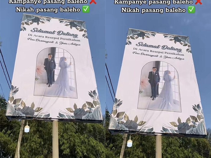 Pembawa acara ini merekam pasangan pengantin yang memasang baliho di dekat lokasi pernikahan, mendadak viral.