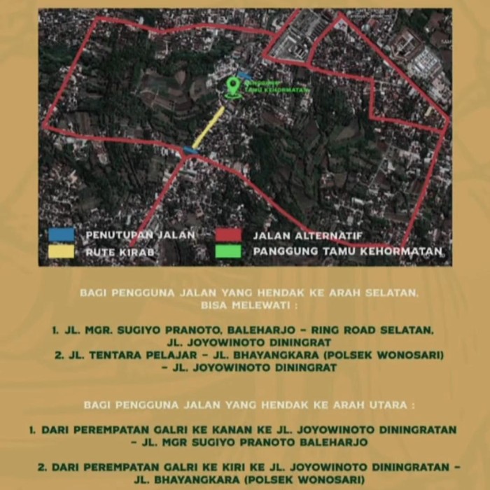 Pemberitahuan penutupan Jalan Baron, Wonosari, Gunungkidul, malam ini, Jumat (5/7/2024).