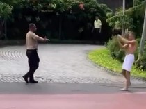 Ajaib, Bule Cuma Pakai Handuk Berlarian dan Tantang Sekuriti Hotel