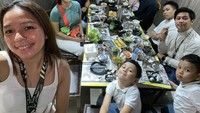 Momen lain Dian Natami makan bersama keluarganya. Mereka menikmati kuliner Korea di sebuah restoran. Foto: Instagram @bu_deedee