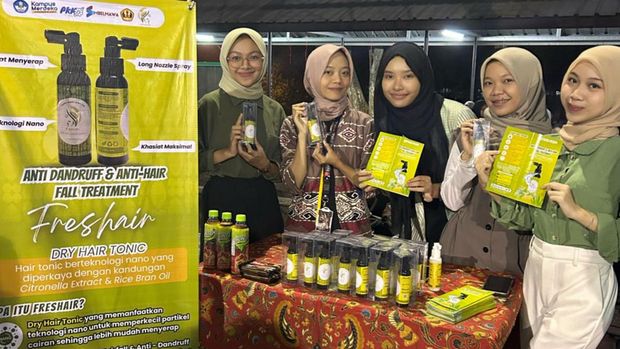 Hairtonik Freshair yang dibuat dari limbah dedak padi, daun pandan dan daun mint