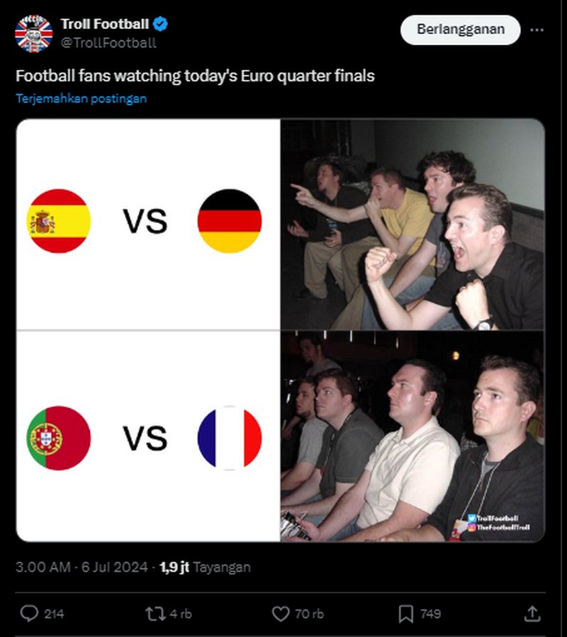 Portugal Vs Prancis tuntas di perempatfinal Euro 2024. Portugal gagal melaju ke semifinal, usai kalah adu penalti. Perjalanan Ronaldo pun berakhir di Euro 2024.