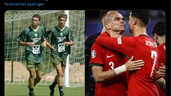 Bagaimanapun Ronaldo harus bisa tegar dan memberi semangat rekan satu timnya. Foto: (Twitter).